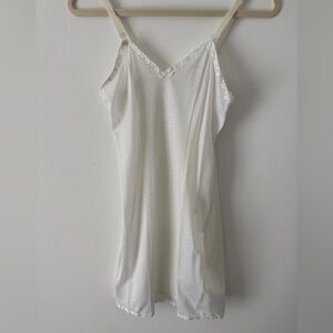 Vintage Slip Dress White Lace Floral Trim